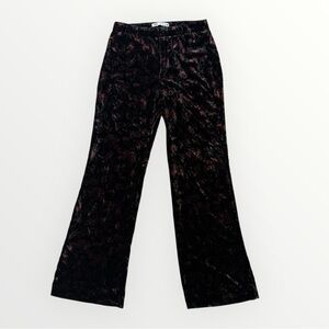 Zara Black & Red Floral Velvet Printed The Charlotte Flare Pants Size Medium